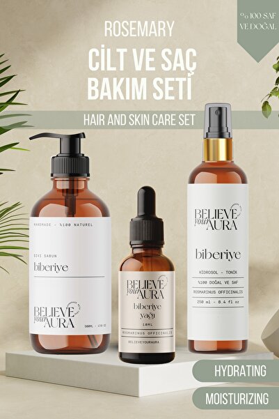 Believe Your Aura Biberiye Cilt ve Saç Bakım Seti %100 Saf ve Doğal Biberye Y...