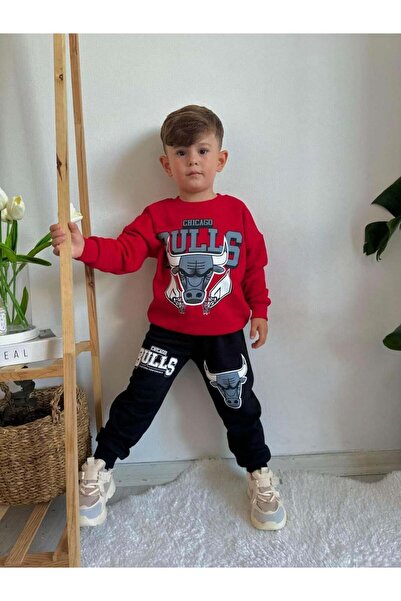 MİNİKO KİDS ERKEK ÇOCUK SIRT DETAYLI BİSİKLET YAKA PAMUK EŞOFMAN TAKIMI