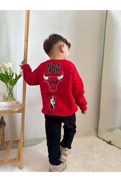 MİNİKO KİDS Boy's Cotton Tracksuit Set - Crew Neck with Back Detail