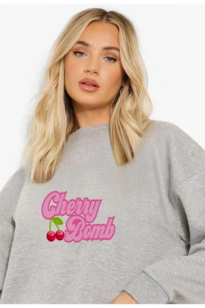 Apparelix "Cherry Bomb" Printed Oversize Crew Neck Tracksuit Set