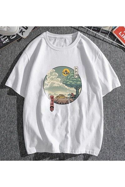 Pink Sky Ukiyo-E White Unisex Oversize T-shirt - Neighbor's