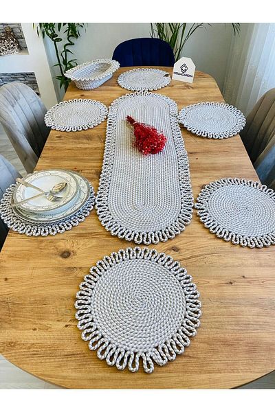 BDZ DERİ Set de 8 farfurii decorative pentru masa de sufragerie din rachita din iuta American Service