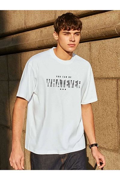 Pink Sky Whatever Printed White Oversize T-Shirt