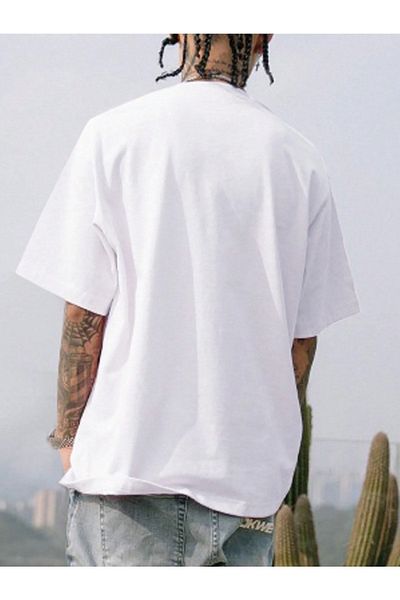 Pink Sky Ανδρικό μπλουζάκι Oversize - STAR Printed, Casual Boyfirend