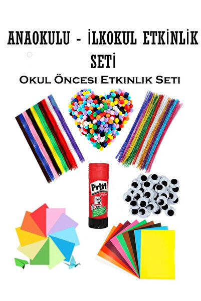 TİFOYS Okul Öncesi Etkinlik Seti 1 er Paket Şönil Ponpon Oynar Göz Anaokulu v...