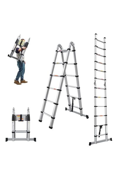 Genel Markalar A Tipi Çift Yönlü Teleskopik Merdiven 5+5 3,2 Mt Alümin.-TENTTECH