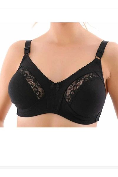 NARIYA Women's Plus Size Gathering Bra Wire Free Non-Support Lace Combed Cotton Bra Daily Underwear
