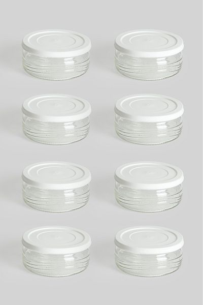 ZURİ DESİGN 410 Cc Premium Breakfast Set - 8 Pieces, White Plastic Lid, Glass Storage Container, Airtight