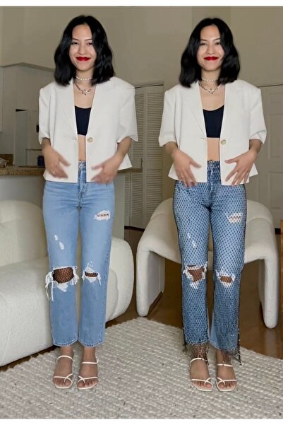 Âlâ Atelier Trendové kalhoty ze síťoviny zdobené křišťálovými drahokamy