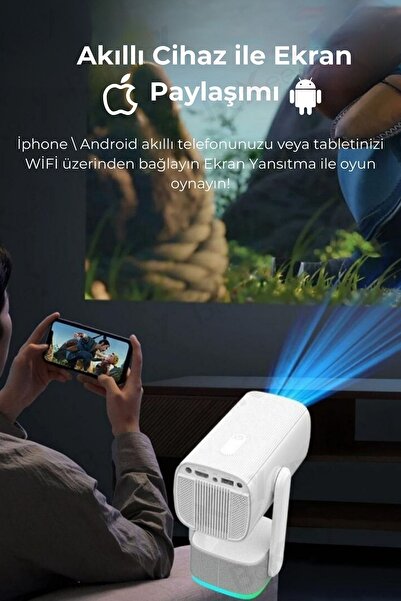 Bakeey Taşınabilir Projeksiyon Ps5 X Box Bağlantılı Oyun Sinema Projektör Full Hd 4k Android