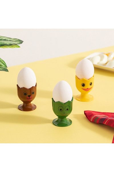 Qlüx Egg Cup Set 3 Pieces Cute (Funny) Egg Cup Set for Kids