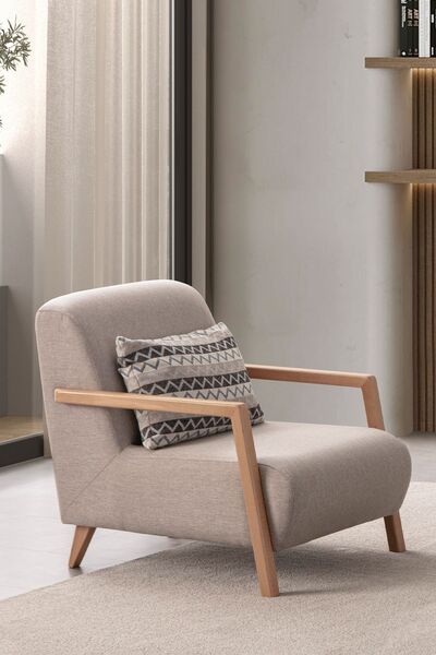 Eymense Mocha Latte Ahşap Berjer