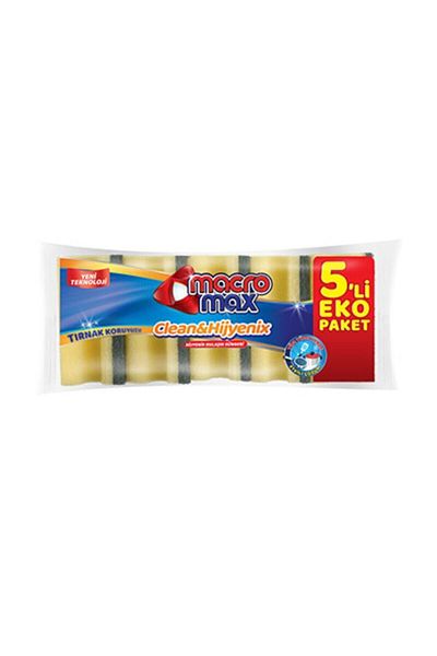 MacroBase Macromax Clean Hijyenix Dish Sponge Corrugated 5-Piece Eco