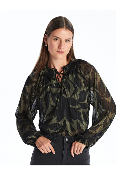 LC Waikiki LCW Bağlamalı Yaka Desenli Kadın Bluz