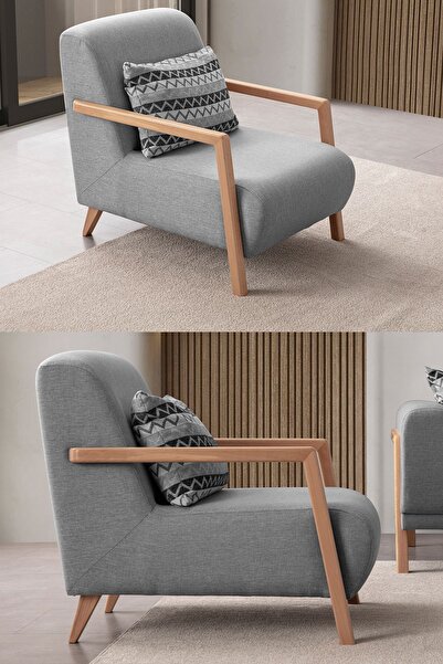 Eymense Mocha Latte Ahşap Berjer