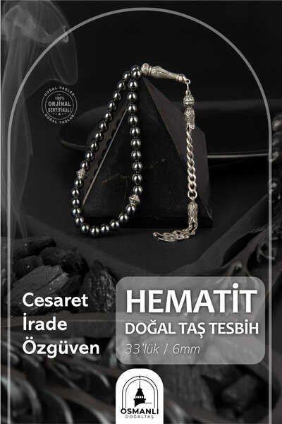 OSMANLI DOĞAL TAŞ Piatra naturala hematit 8mm Tasbih