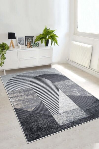 Toronto Home Kesme Halı Desenli Dijital Baskı Yıkanabilir Kaymaz Taban İnce S...