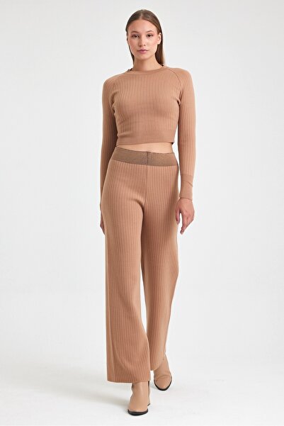 Hazinedan Ženska pletena odjeća Skraćeni kroj Set bluza i pantalona