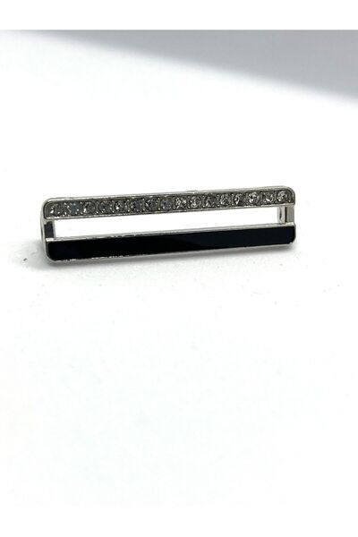 Butik Junisteps Taşlı Siyah Şerit Detaylı Metal Ayakkabı Bağcığı Aksesuarı - ...