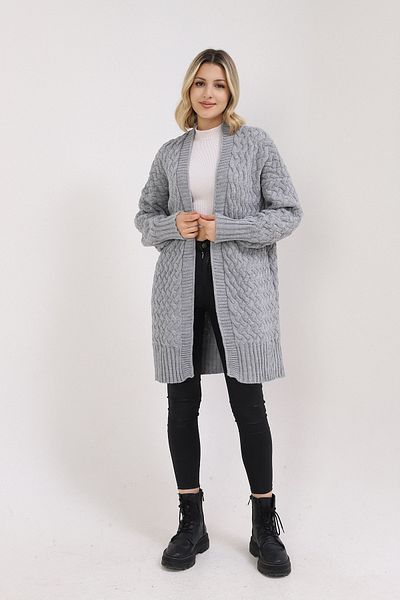 İKLİM LİFE Gray Hair Knit Cardigan - Drawstring Detailed