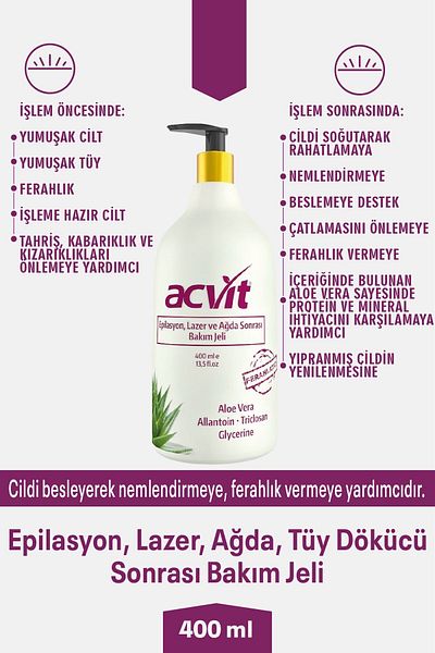 Acvit After Hair Removal, Laser, Waxing and Hair Removal Care and Refreshing Gel - 400 ml