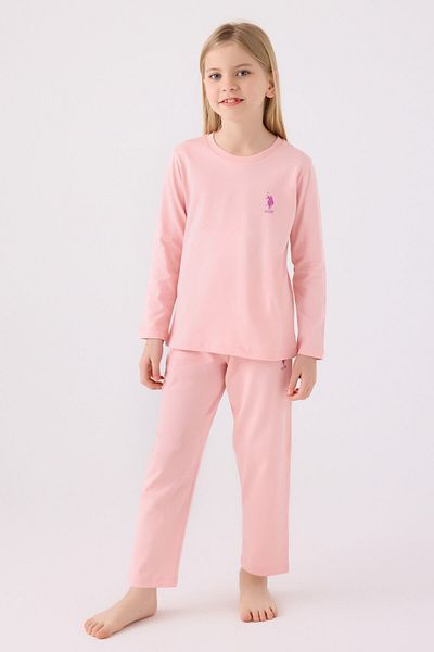 U.S. Polo Assn. Girl's Pink Long Sleeve Pajama Set
