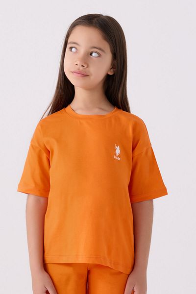 U.S. Polo Assn. Girl's Orange Bermuda Suit