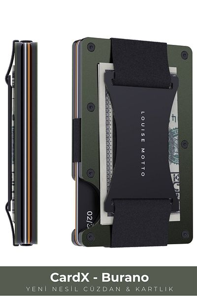 Louise Motto Cardx Burano Strap New Generation Minimalist Premium Material RFID Protected Wallet and Card Holder (GREEN)