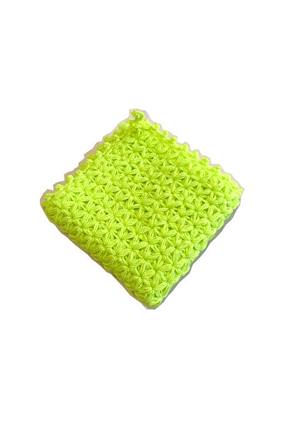 Pafuli ليفة حمام مربعة الشكل على شكل نجمة خضراء نيون محبوكة يدويًا