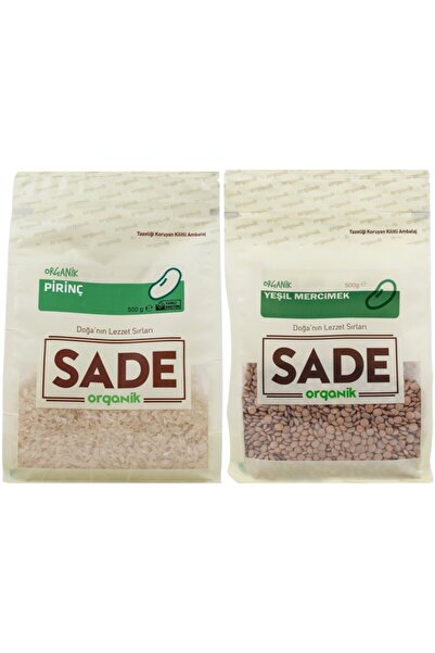 Sade Organik Organik Pirinç 500gr + Organik Yeşil Mercimek 500gr