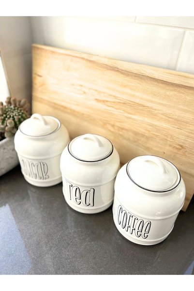 Generic Brand Set of 3 Ceramic Sugar Tea Coffee Jars, Countertop Storage Jar 1400 ml