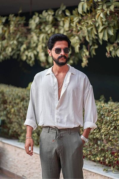 MFU collection Ανδρικό λινό Oversize φαρδύ πουκάμισο με ντραπέ