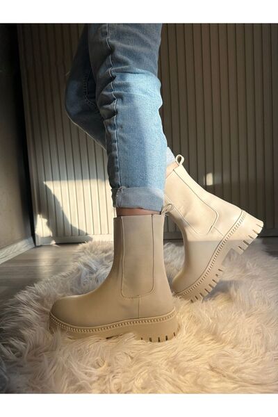 Hermones Aime Bej Lastikli Kadın Bot