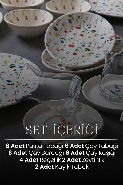 Kitchen Life Azelia New Bone 32 Pieces 6 Person Porcelain Breakfast Set