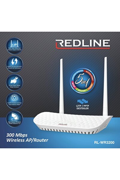 Redline Rl-wr3200 Kablosuz-n Wps + Wısp+wds 300 Mbps Repeater+access Point+bridge Kablosuz Router