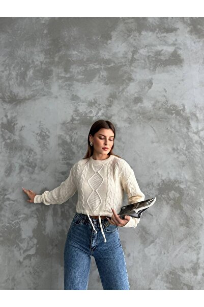 ZF BUTİK Трикотажний кроп-топ - з зав'язкою на талії