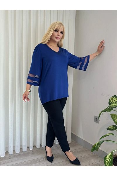 ViolettaXL Women's Large Size Collar Stone Sleeves Towel Flexible Viscose Tunic