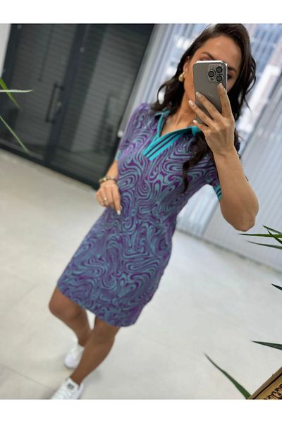 caddstore Rochie creion jacquard cu gât polo