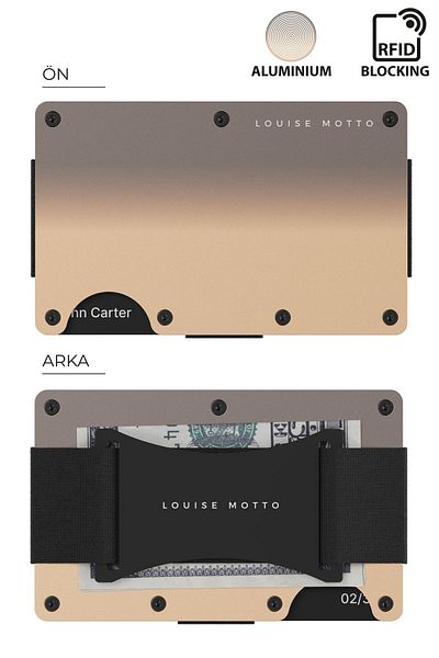 Louise Motto Cardx - Sandstorm Strap - Μινιμαλιστικό μεταλλικό πορτοφόλι νέας γενιάς, θήκη κάρτας - Rfid, Γυναικεία Ανδρικά - Desert Beige