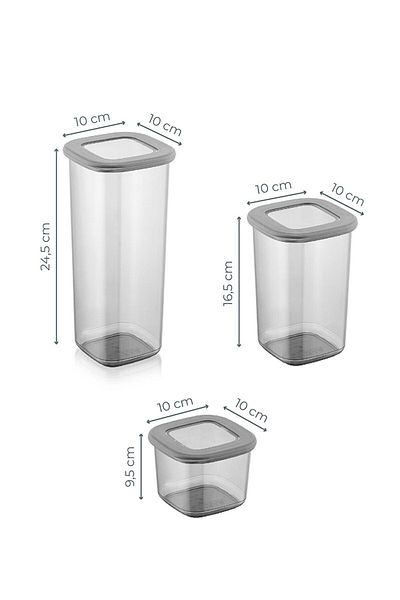 Kitchen Life 24-Piece Silicone Lid Labeled Square Food Storage Container Set X8 (550ML-1200ML-1750 ML) Non-Breathable