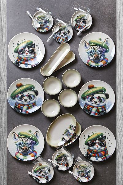 Kitchen Life Ice Age Porcelain Dinner Set for 6 People - 32 Pieces By Bone
