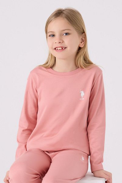 U.S. Polo Assn. Girl's Pink Long Sleeve Pajama Set