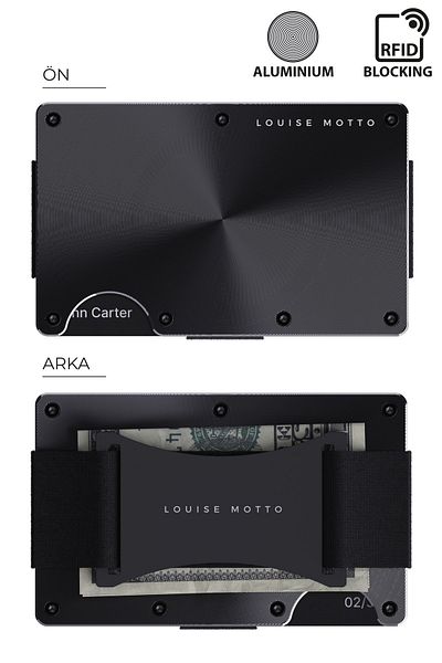 Louise Motto Cardx - Shine Strap Minimalist Νέας Γενιάς Πορτοφόλι και Θήκη Κάρτας - RFID Bloqeühing Γυναικεία και Ανδρικά (ΜΑΥΡΟ)