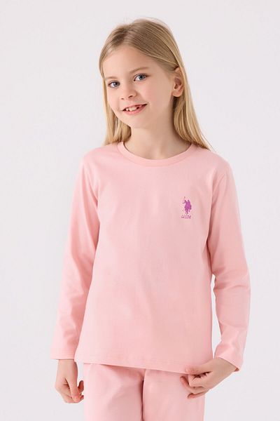 U.S. Polo Assn. Girl's Pink Long Sleeve Pajama Set