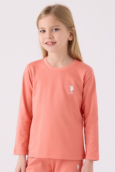 U.S. Polo Assn. Girl's Pink Long Sleeve Pajama Set