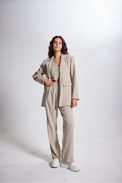 HOLLY LOLLY Beige gestreifte Hose