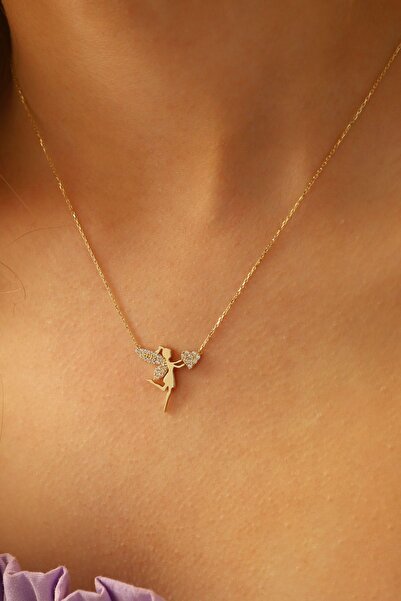 MOOM MÜCEVHERAT 14 Ayar Altın Kolye Su Perisi Kalpli Altın Kolye