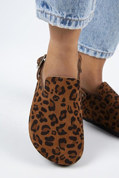 Manijero Holly 2 Leopard Patterned - Genuine Leather Belt Buckle Women's Sandals