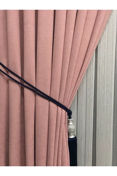 Erdoğanlar Koza Rustic Hooked Dried Rose Background Curtain Honeycomb Velvet 1/3 Tight Pleat Island Background
