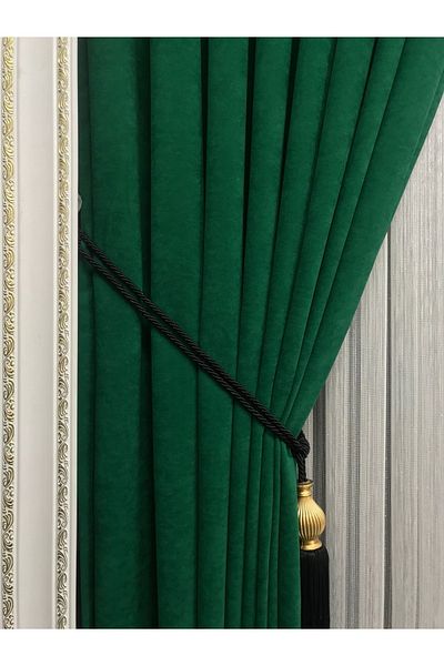 Erdoğanlar Koza Green Velvet Honeycomb Background - Rustic Hook, 1/3 Close Pleat Island Background